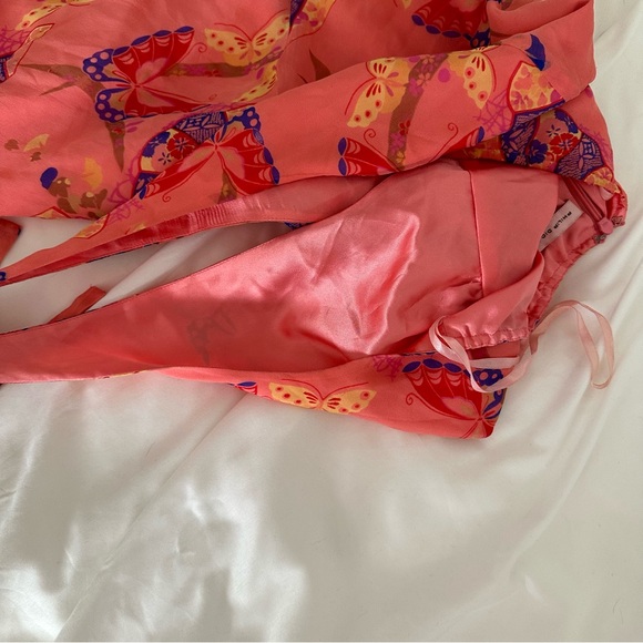 Vintage Orange Pink Asymmetrical Halter Sundress - Picture 7 of 8